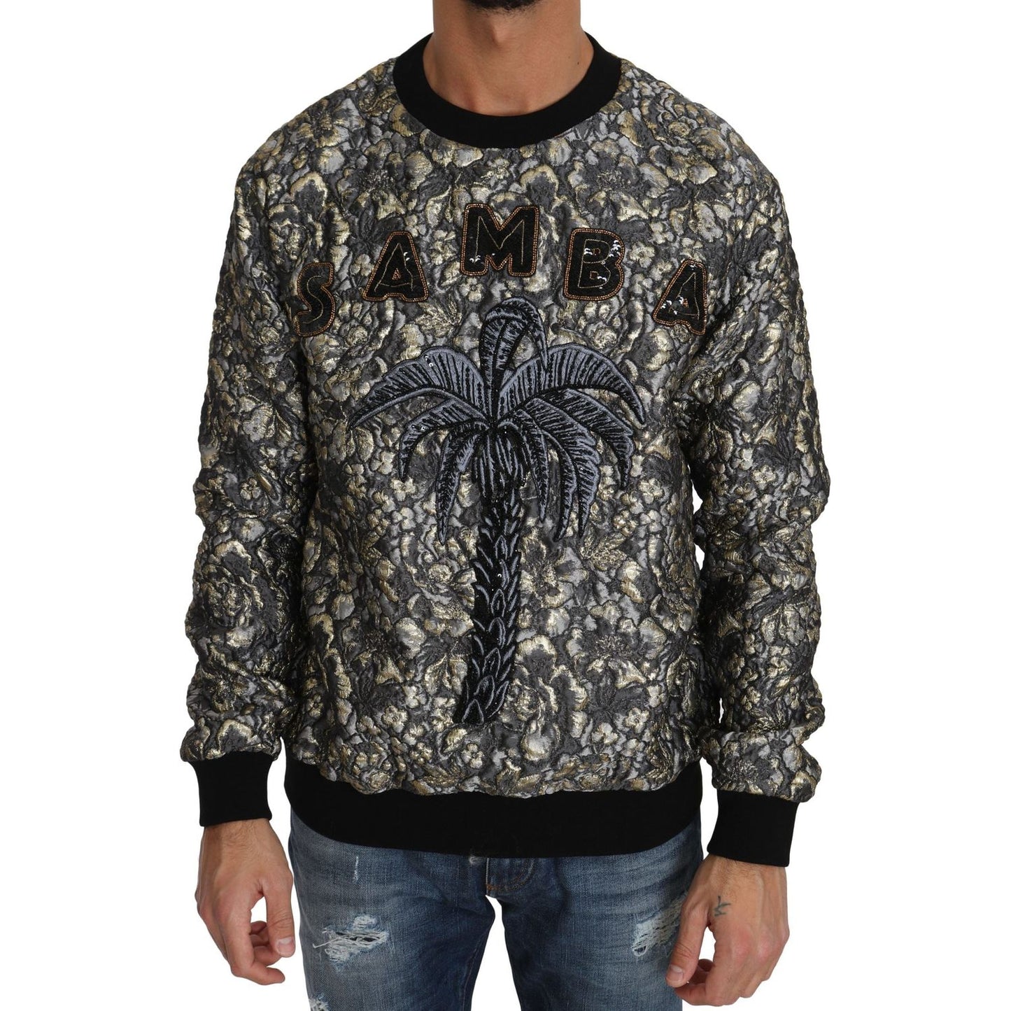 Dolce & Gabbana Multicolor SAMBA Jacquard Palmtree Pullover Sweater
