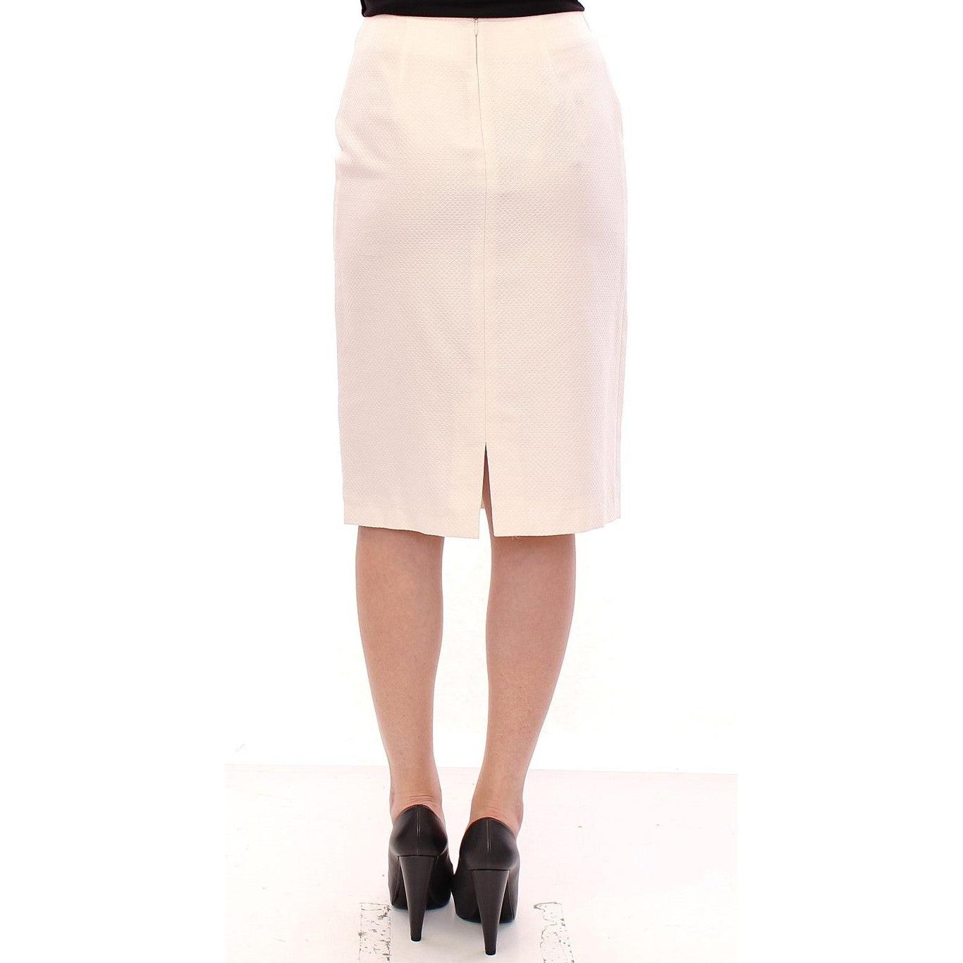 Andrea Incontri White Cotton Floral Embroidery Skirt