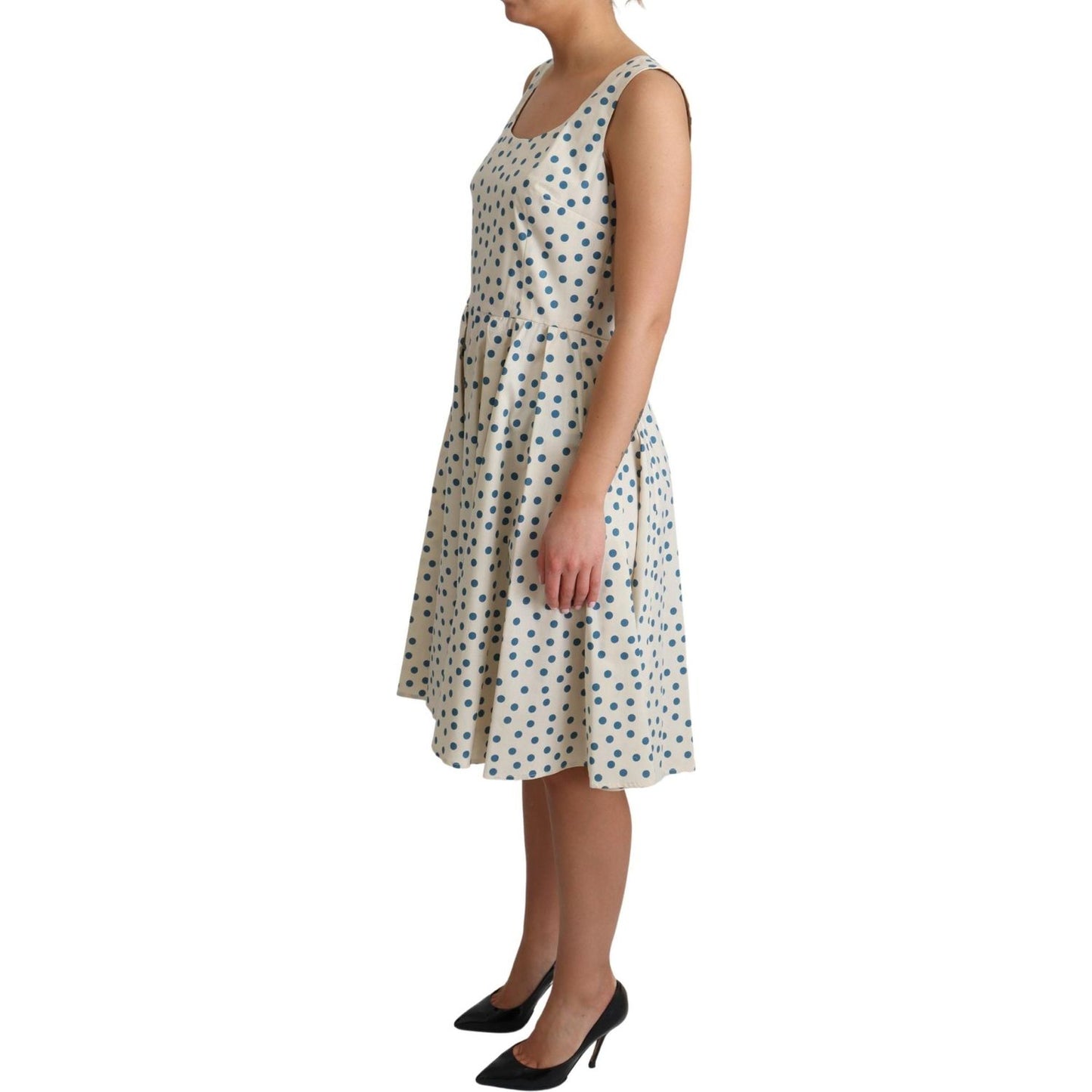 Dolce & Gabbana Beige Dotted Cotton A-Line Gown Dress DR2746-42