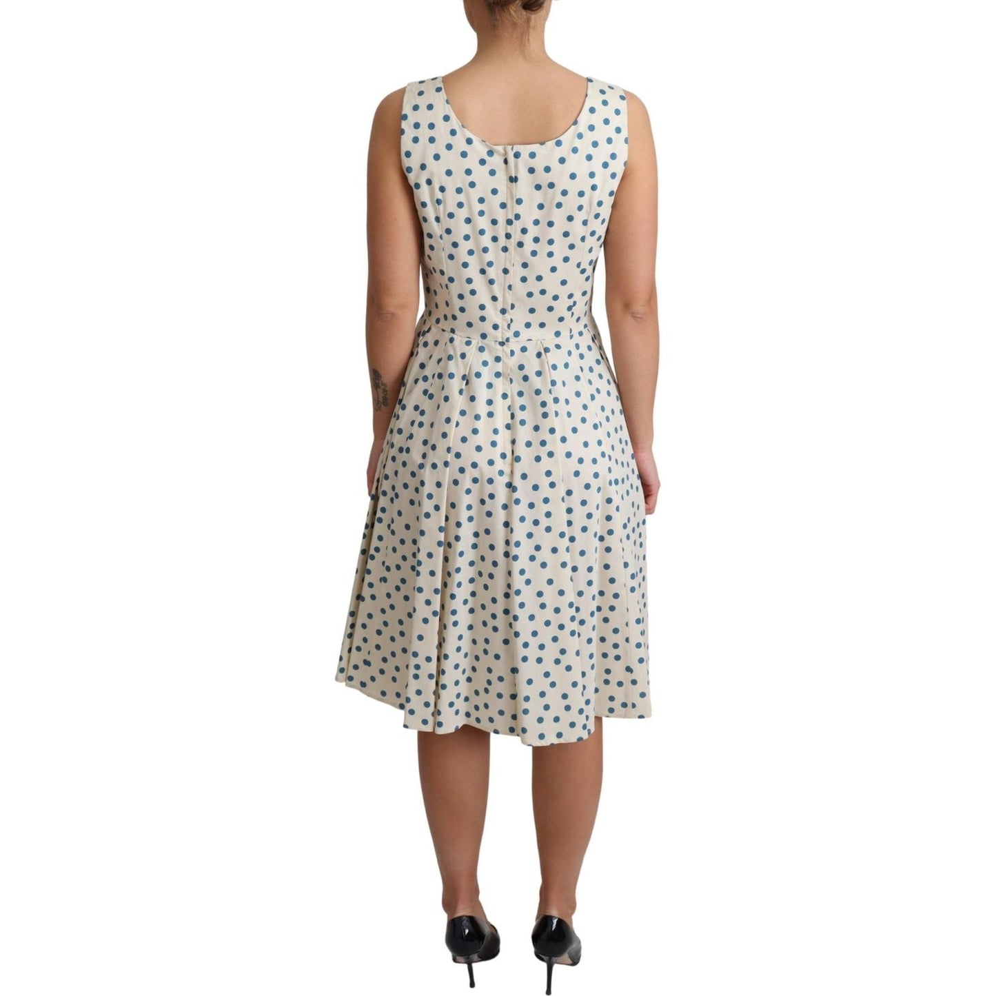 Dolce & Gabbana Beige Dotted Cotton A-Line Gown Dress DR2746-42