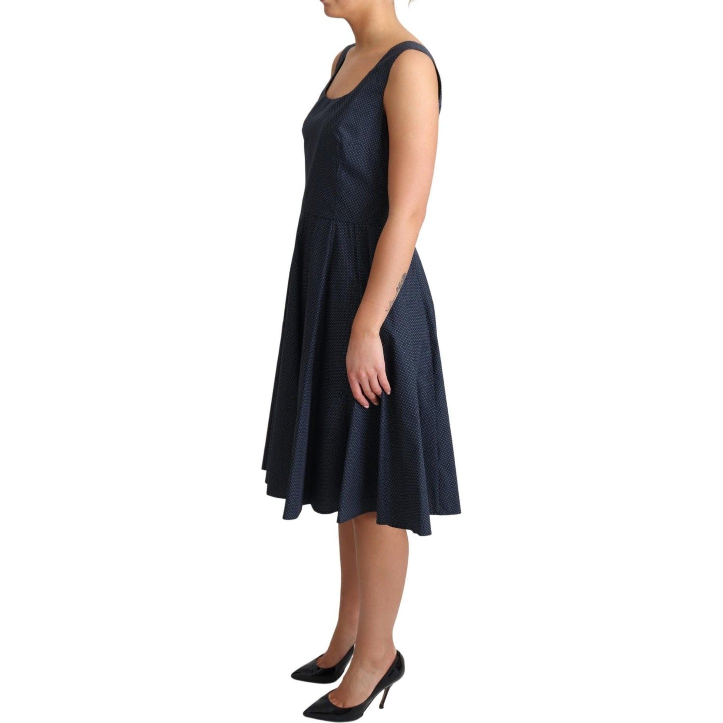 Dolce & Gabbana Blue Polka Dotted Cotton A-Line Dress