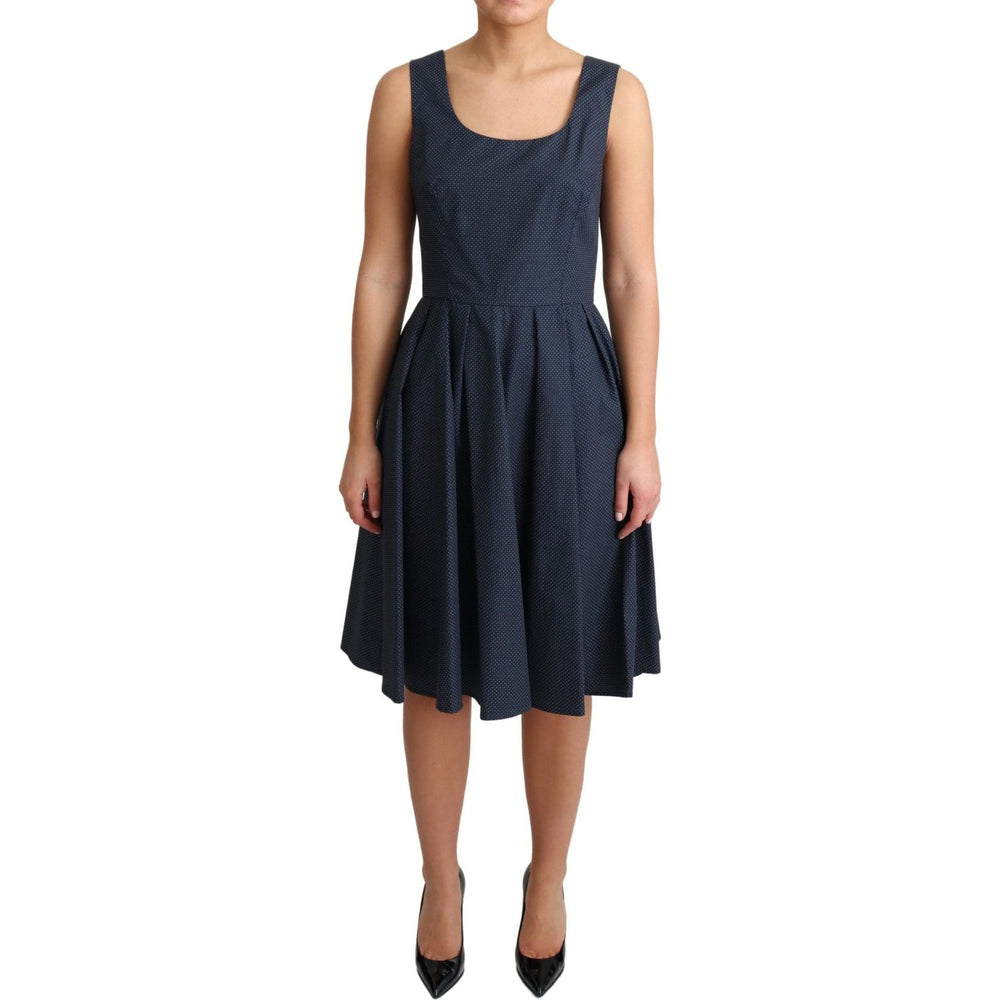 Dolce & Gabbana Blue Polka Dotted Cotton A-Line Dress