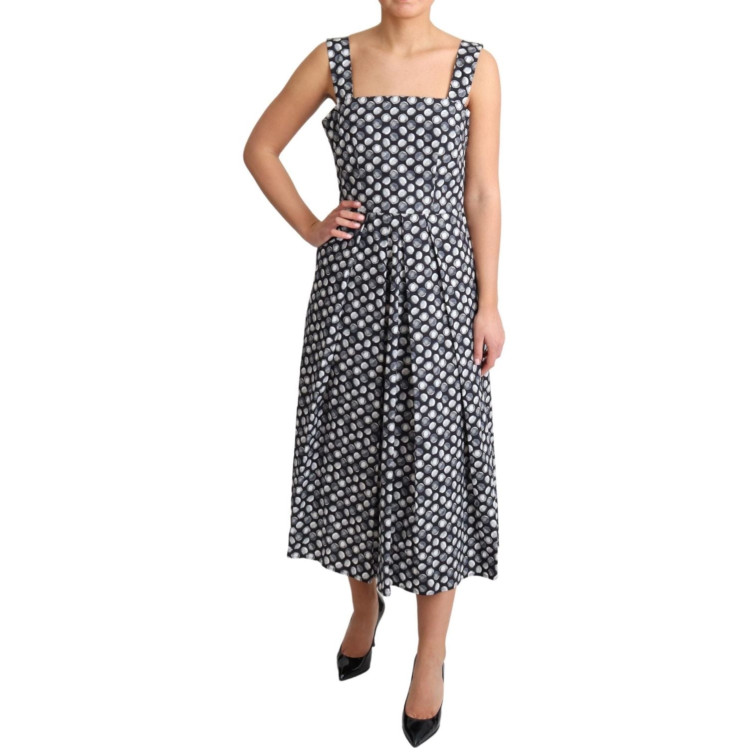 فستان دولتشي آند غابانا الأنيق بدون أكمام بتصميم هندسي متوسط ​​الطول