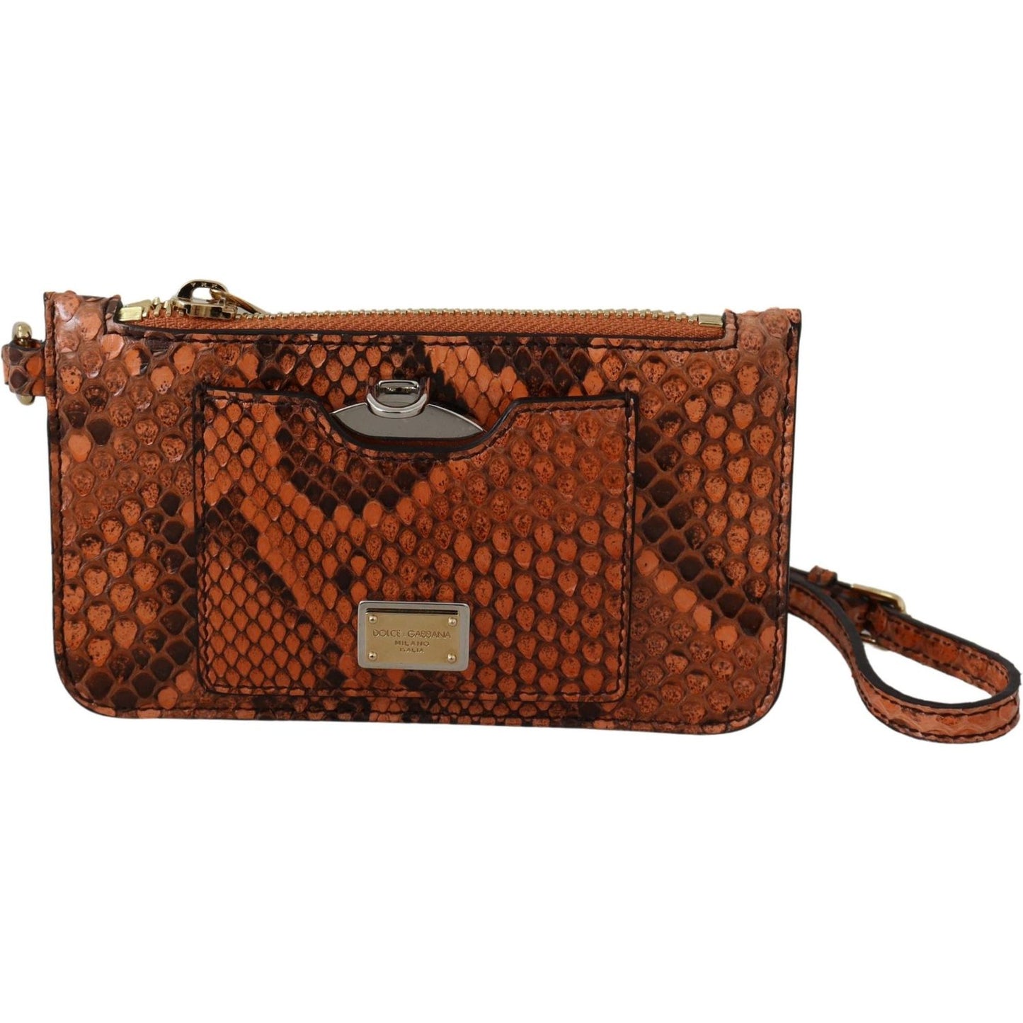 Dolce & Gabbana Brown Leather Coin Purse Wristlet Mirror AGNESE Wallet