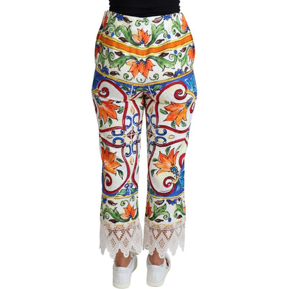 Dolce & Gabbana Multicolor Majolica Print Trouser Cotton Pants