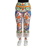 Dolce & Gabbana Multicolor Majolica Print Trouser Cotton Pants PAN71566-IT36