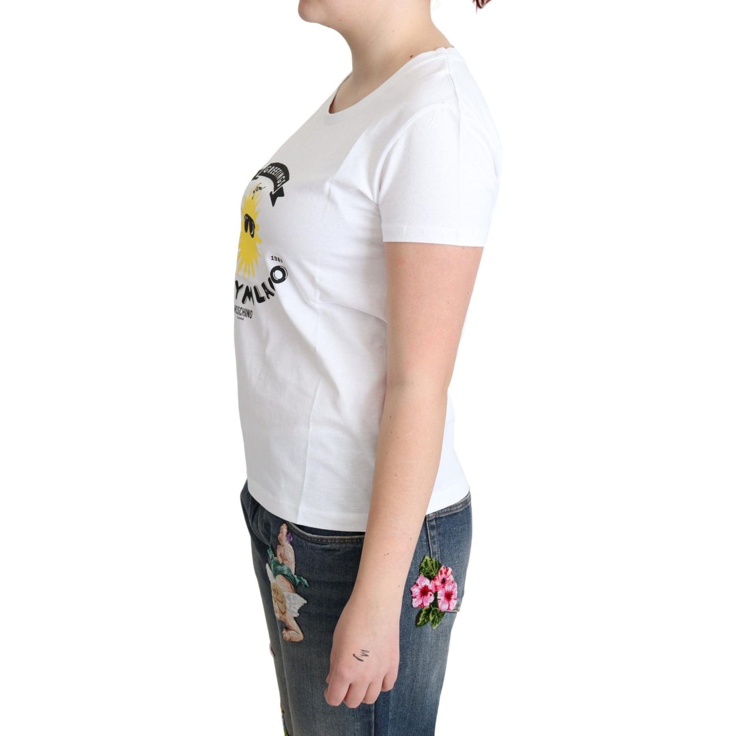 Moschino White Cotton Sunny Milano Print T-shirt TSH5066-46