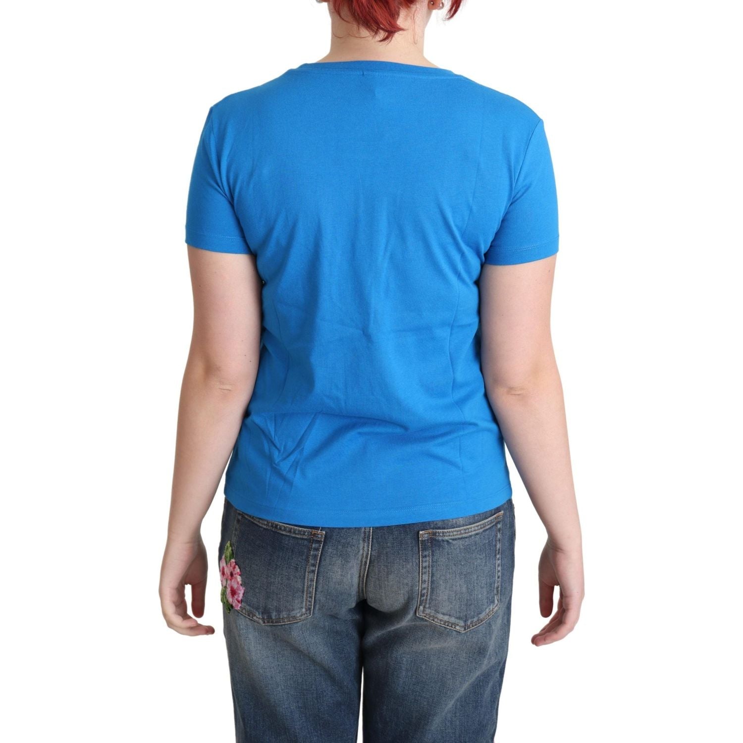 تي شيرت Moschino Chic Alphabet Cotton باللون الأزرق