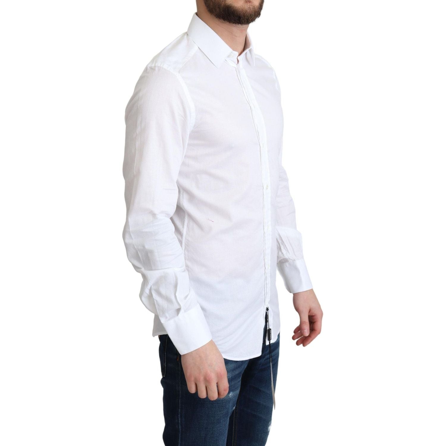 قميص دولتشي آند غابانا الأنيق المصنوع من القطن باللون الأبيض بقصّة Slim Fit