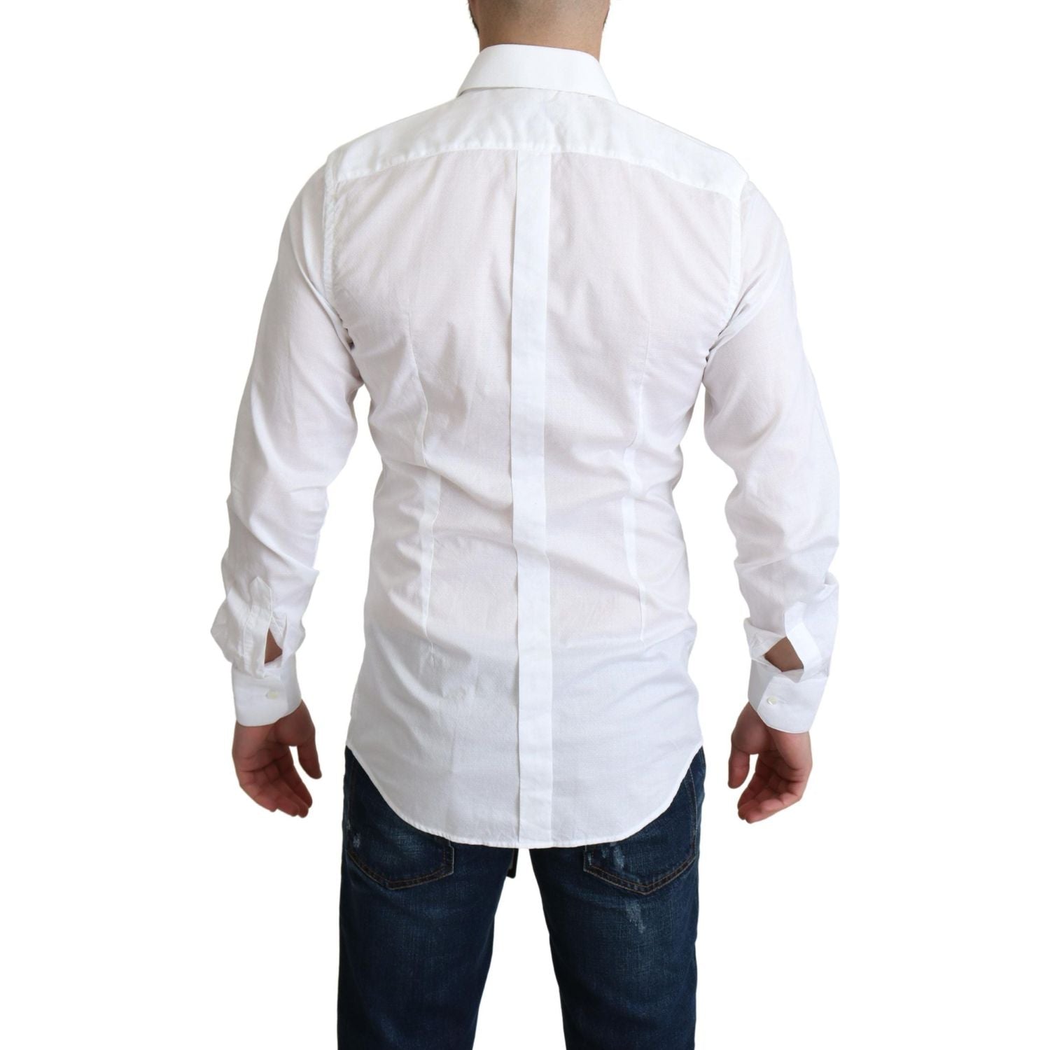 قميص دولتشي آند غابانا الأنيق المصنوع من القطن باللون الأبيض بقصّة Slim Fit