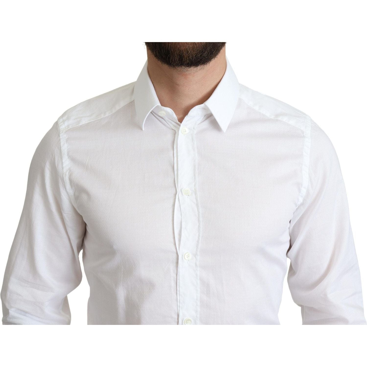 قميص دولتشي آند غابانا الأنيق المصنوع من القطن باللون الأبيض بقصّة Slim Fit
