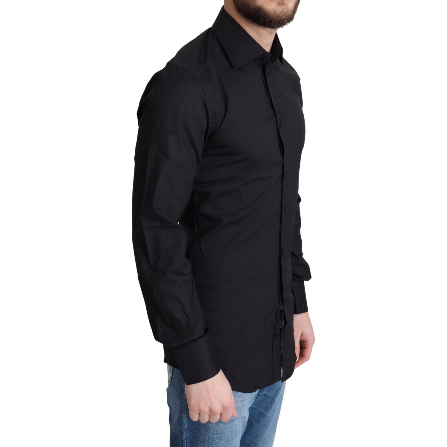 قميص دولتشي آند غابانا الأنيق باللون الأسود الذهبي بقصّة Slim Fit