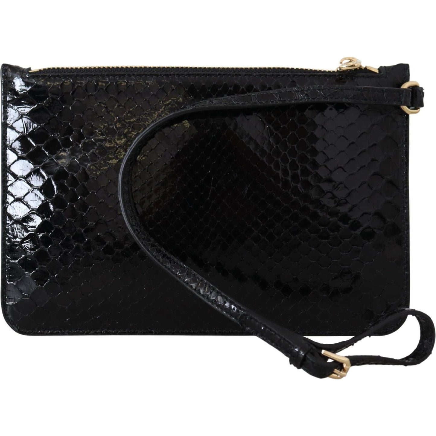 Dolce & Gabbana Black Leather Coin Purse Wristlet Mirror Agnese Wallet