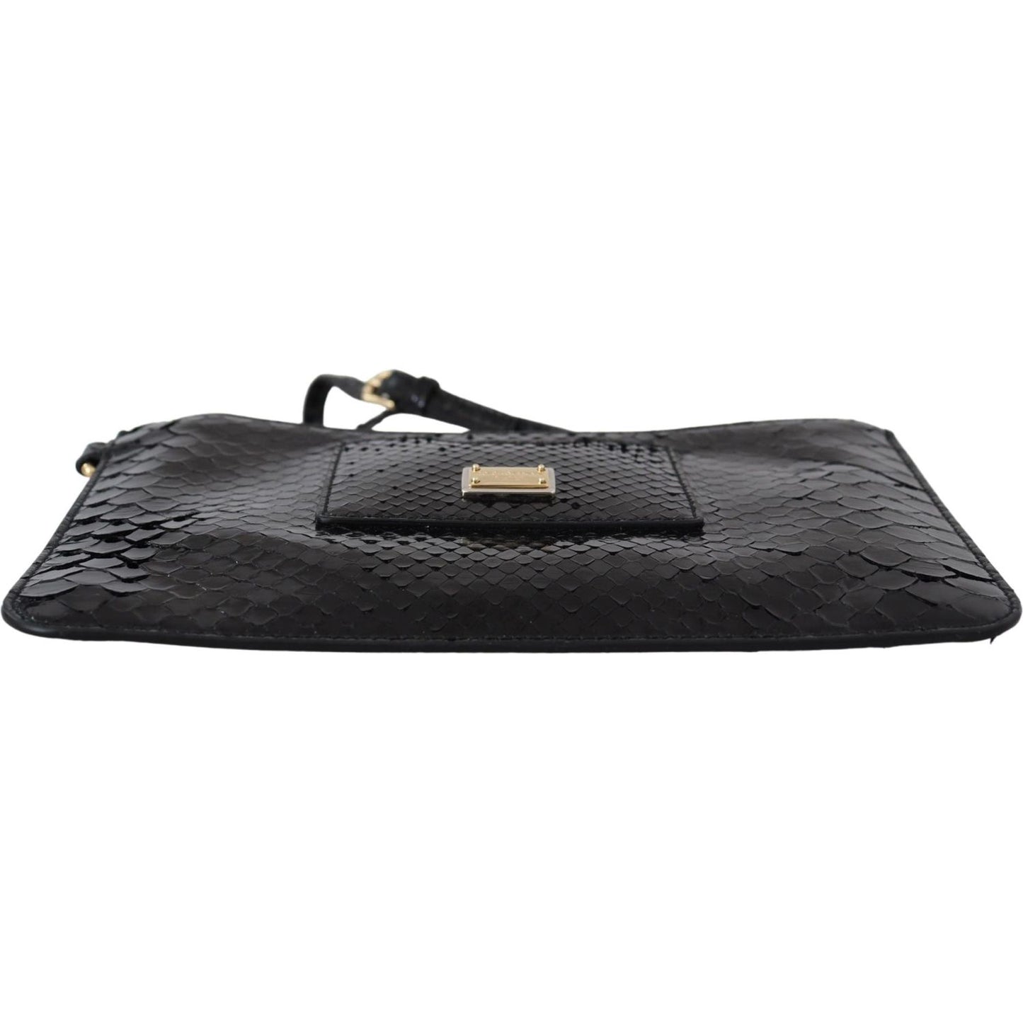 Dolce & Gabbana Black Leather Coin Purse Wristlet Mirror Agnese Wallet