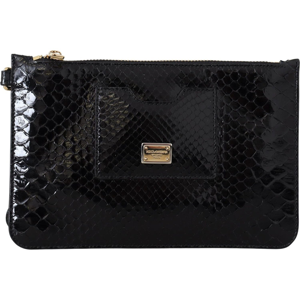 Dolce & Gabbana Black Leather Coin Purse Wristlet Mirror Agnese Wallet