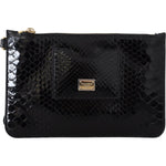 Dolce & Gabbana Black Leather Coin Purse Wristlet Mirror Agnese Wallet