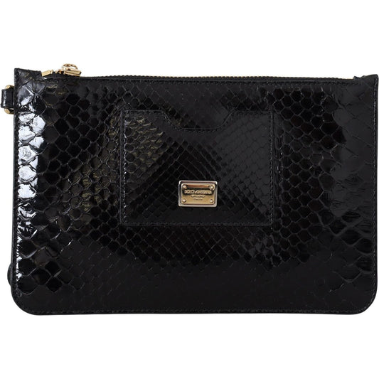 Dolce & Gabbana Black Leather Coin Purse Wristlet Mirror Agnese Wallet