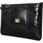 Dolce & Gabbana Black Leather Coin Purse Wristlet Mirror Agnese Wallet