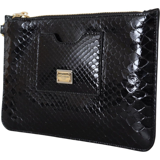 Dolce & Gabbana Black Leather Coin Purse Wristlet Mirror Agnese Wallet