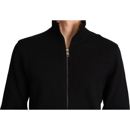 Dolce & Gabbana Black Cashmere Zipper Mens Sweater