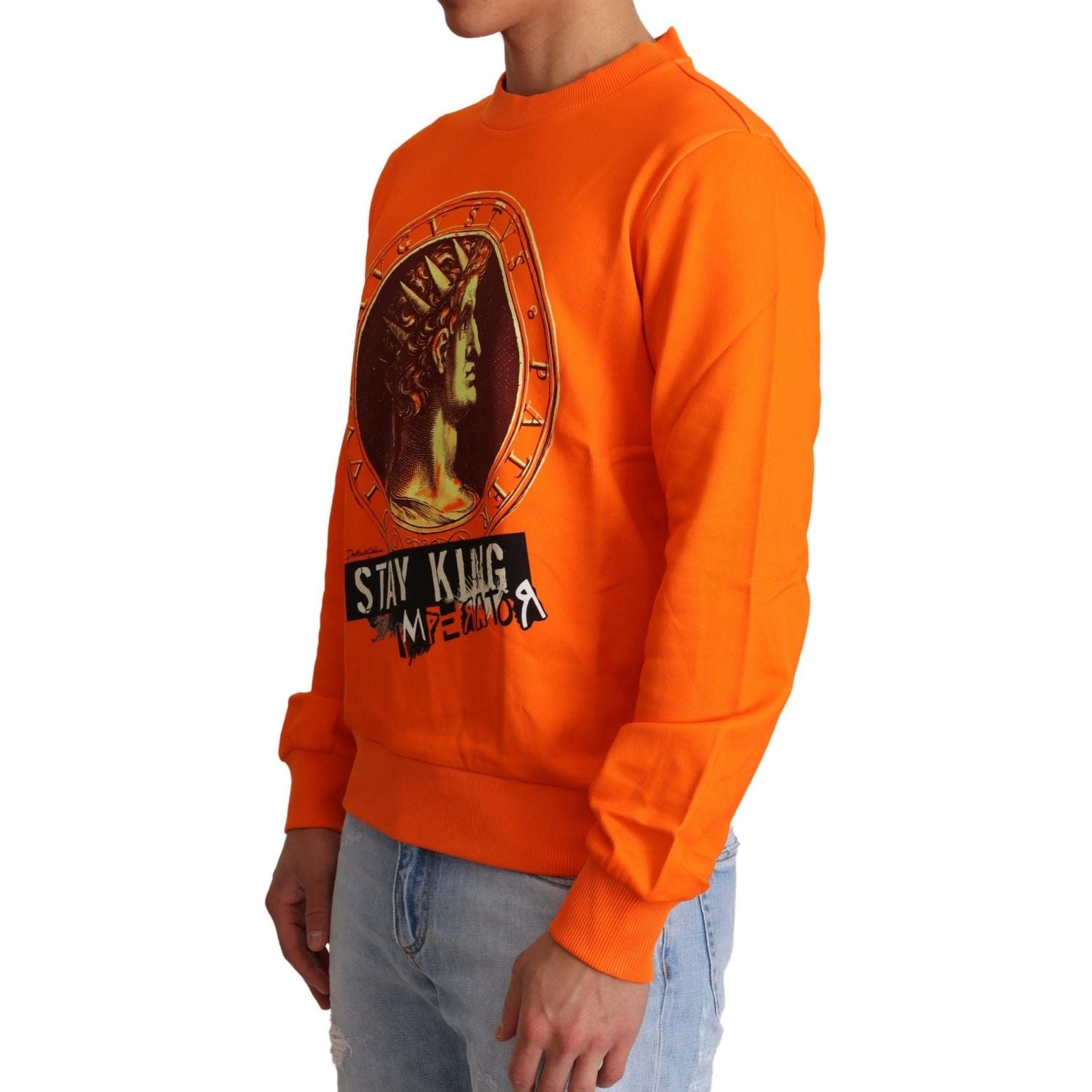 سترة Dolce &amp; Gabbana Regal Crewneck من القطن باللون البرتقالي
