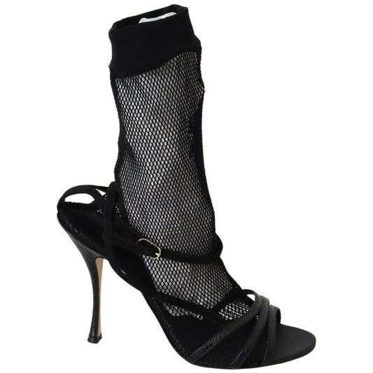 Dolce & Gabbana Black Suede Short Boots Sandals Shoes LA8942-39.5