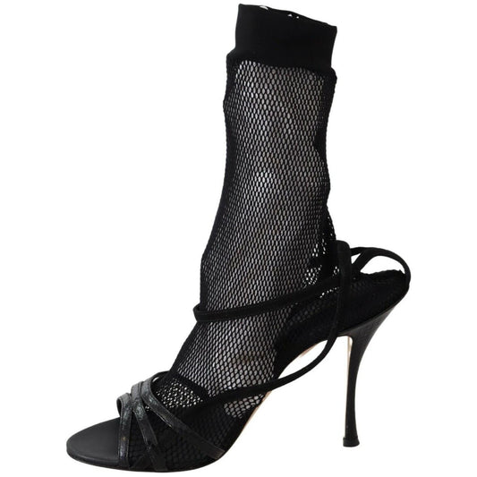 Dolce & Gabbana Black Suede Short Boots Sandals Shoes LA8942-39.5