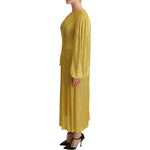 Dolce & Gabbana Yellow Crystal Mesh Pleated Maxi Dress DR2716 -38
