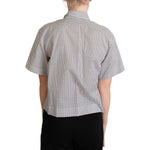 Dolce & Gabbana Black Polka Dot Collared Shirt White Blouse Top