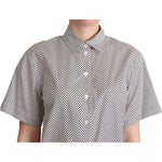 Dolce & Gabbana Black Polka Dot Collared Shirt White Blouse Top