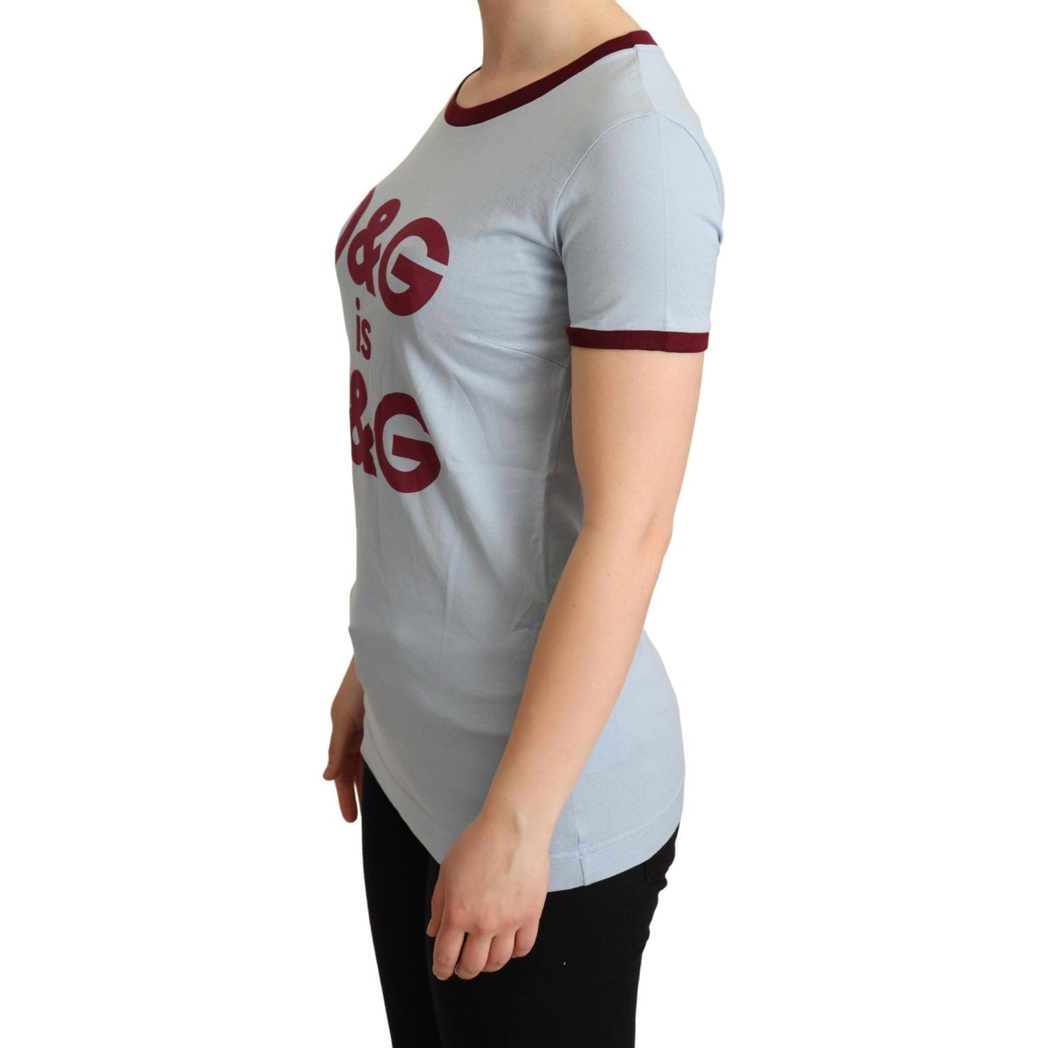 تي شيرت دولتشي آند غابانا الأنيق باللون الأزرق من القطن برقبة دائرية