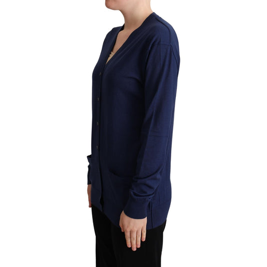 Dolce & Gabbana Blue Virgin Wool Button Down Cardigan Sweater