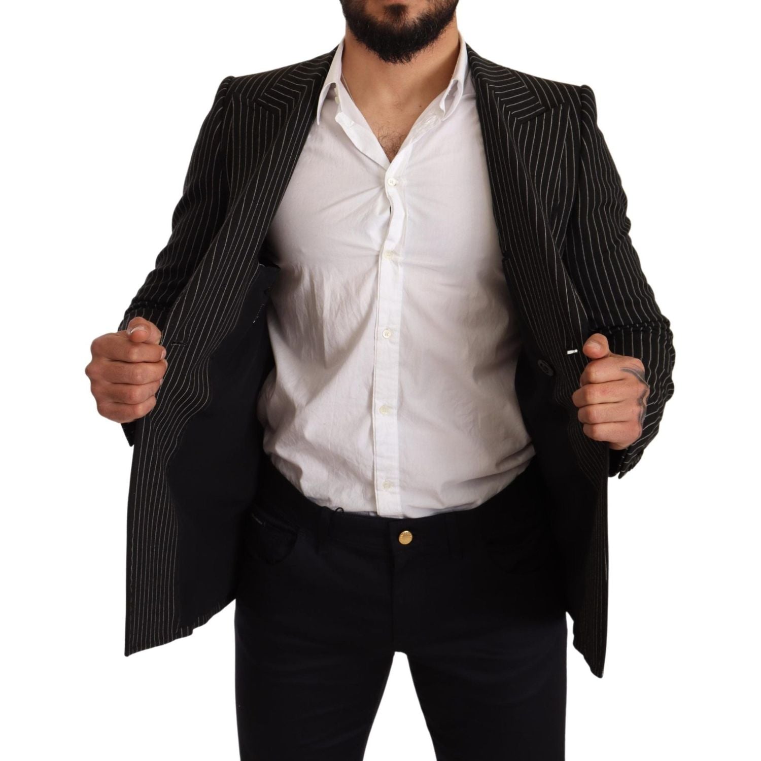 سترة صوفية مخططة أنيقة مع بطانة حريرية من دولتشي آند غابانا