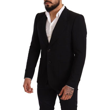 Dolce & Gabbana Black Cotton Slim Fit Coat Jacket Blazer