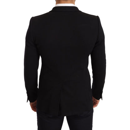 Dolce & Gabbana Black Cotton Slim Fit Coat Jacket Blazer