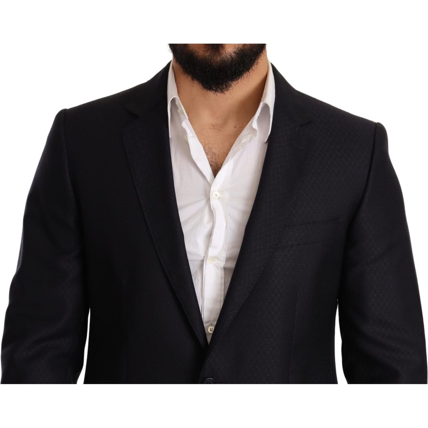Dolce & Gabbana Blue Pattern MARTINI SLIM FIT 2 Piece Suit Suit