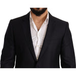 Dolce & Gabbana Blue Pattern MARTINI SLIM FIT 2 Piece Suit Suit