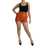 Dolce & Gabbana Chic Orange Leather High Waist Hot Pants Shorts Dolce & Gabbana Sienna