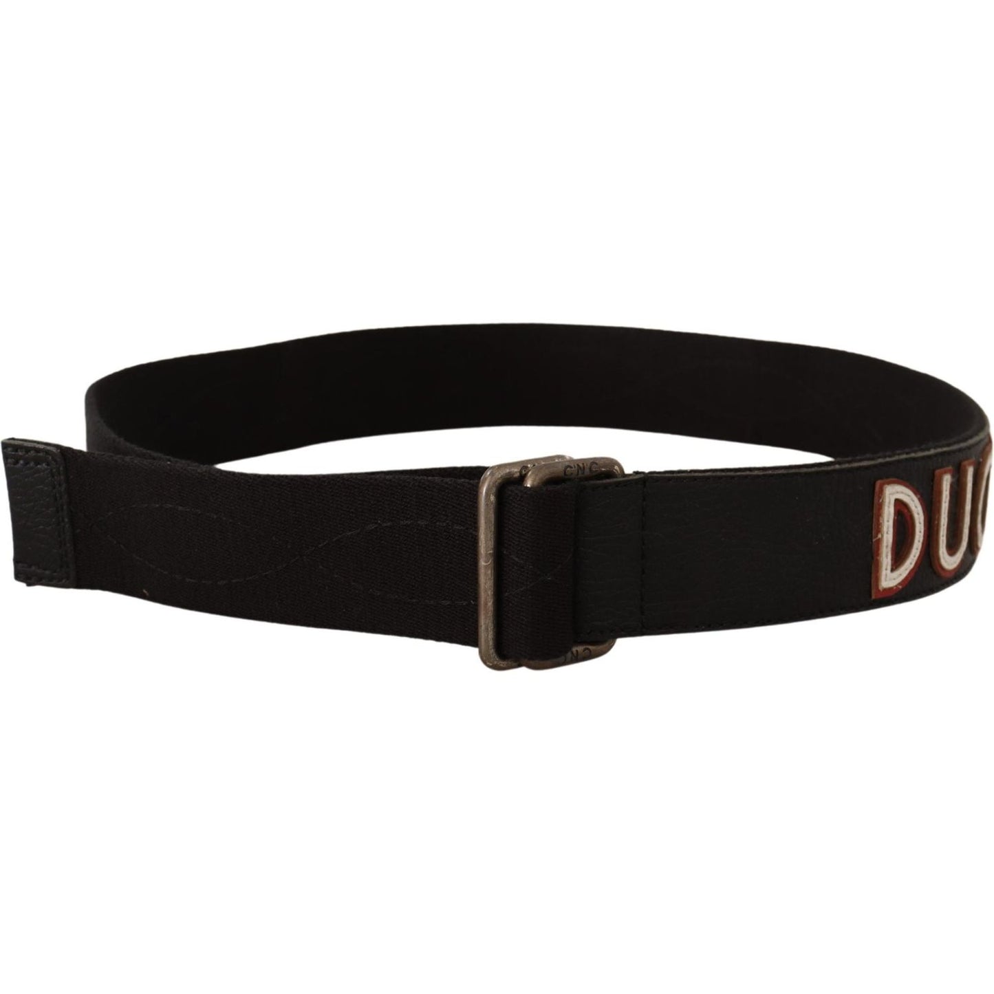 Costume National Black Cotton Ducati Metal Buckle Belt BEL8020 -85