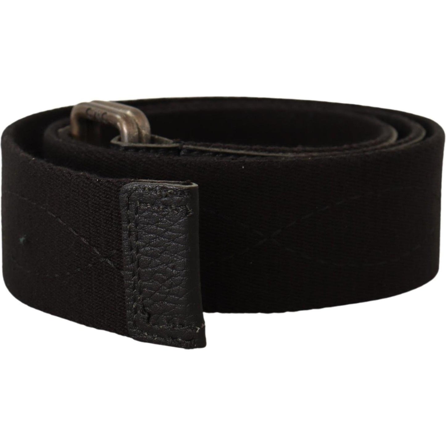 Costume National Black Cotton Ducati Metal Buckle Belt BEL8020 -85