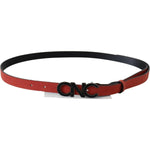 Costume National Red Black Leather Black Logo Buckle Blood Belt
