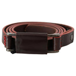 Costume National Brown Leather Double Rustic Silver Buckle Belt BEL61067-85