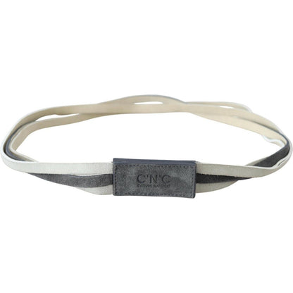 Costume National White Velvet Square Logo Design Waist Belt