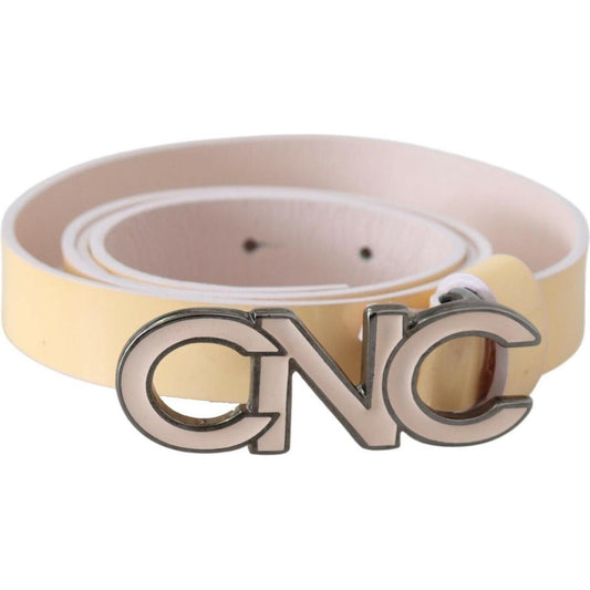 Costume National Beige Leather Pink Letter Logo Belt PAN71819-85