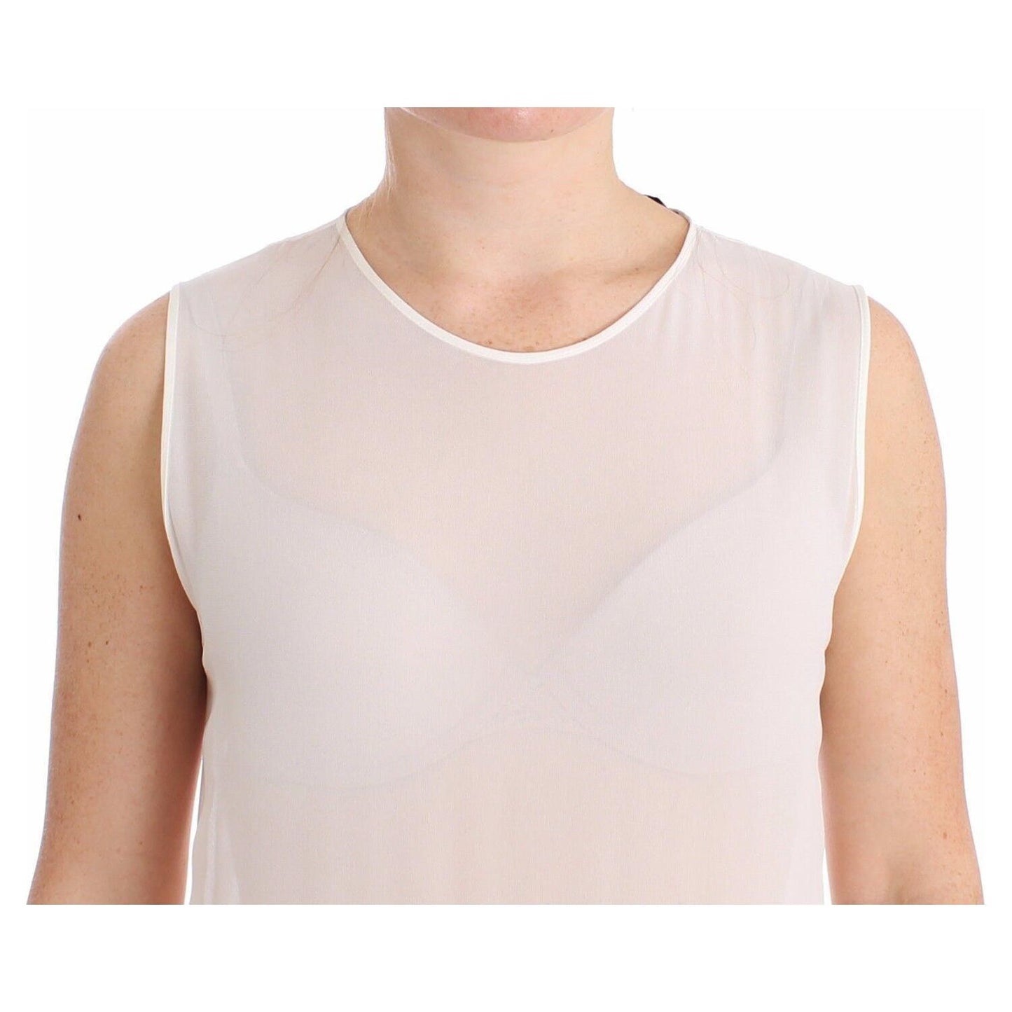 Koonhor White Pleated Bottom Tank Sheath Transparent Dress WOMAN DRESSES