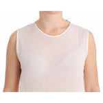 Koonhor White Pleated Bottom Tank Sheath Transparent Dress WOMAN DRESSES