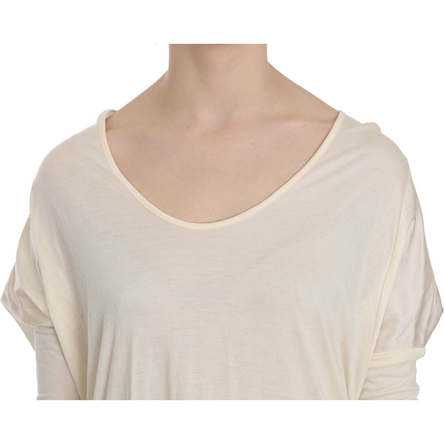 فستان ناشيونال شيك كريمي بأكمام تصل إلى الكوع