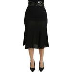 Dolce & Gabbana Black Mermaid High Waist Midi Silk Skirt