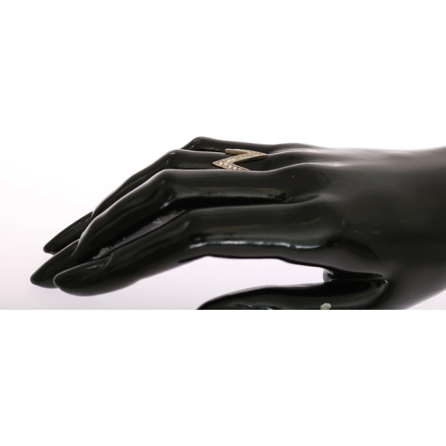 خاتم نيالايا الفضي اللامع المرصع بالكريستال