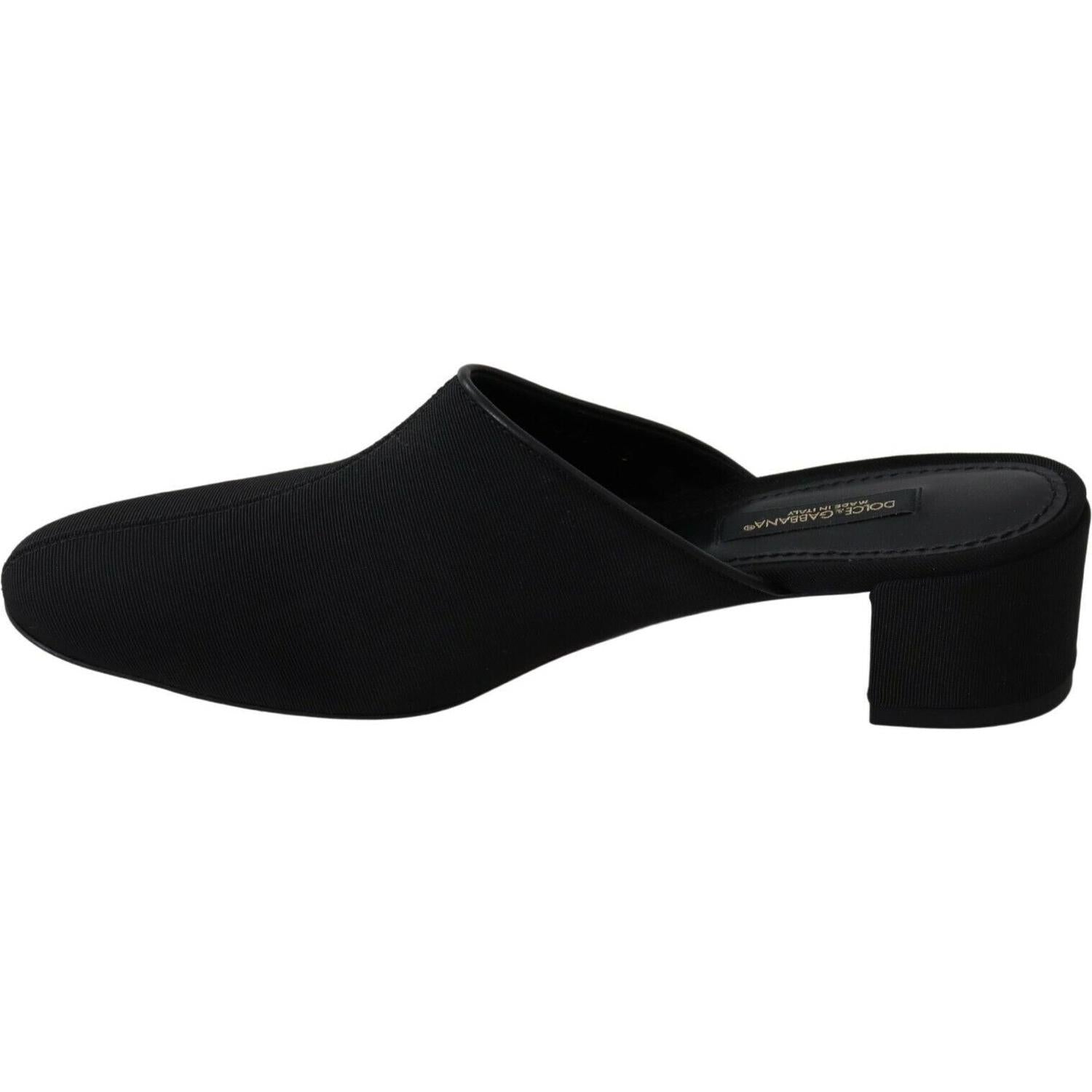 Dolce & Gabbana Black Grosgrain Slides Sandals Women Shoes